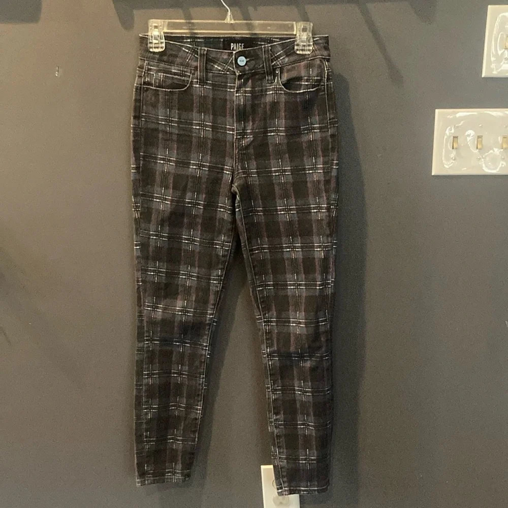 Paige size 25 Hoxton Ankle Black Atlantic Titan plaid jeans